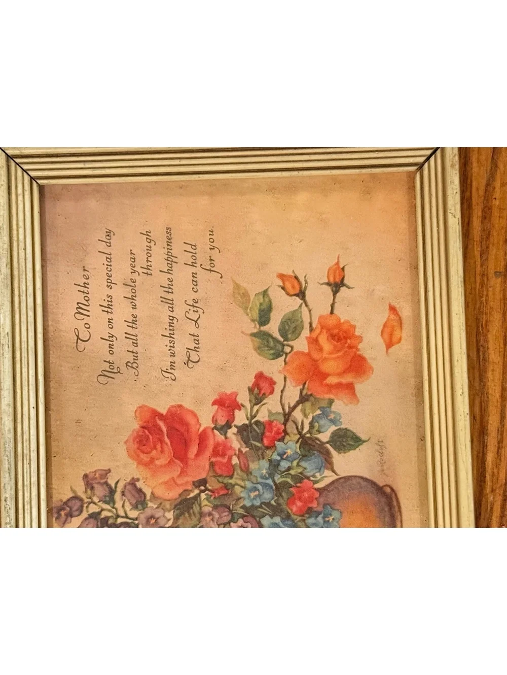 Vintage Floral To Mother Wall Art Picture Frame